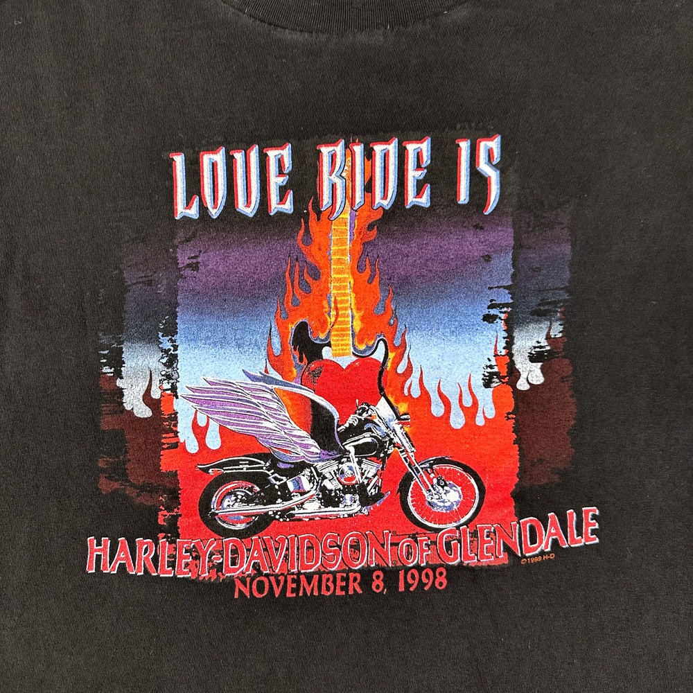 Harley Davidson Shirt Mens XL Black Vintage Graphic 1999 Casual Flames USA Made - Picture 8 of 11